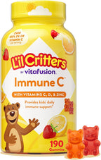 L'il Critters Kids Immune C - Vitamin C and Zinc Gummies for Kids - 190 Gummies - Assorted Fruit Flavor - Gluten-Free and Dairy-Free