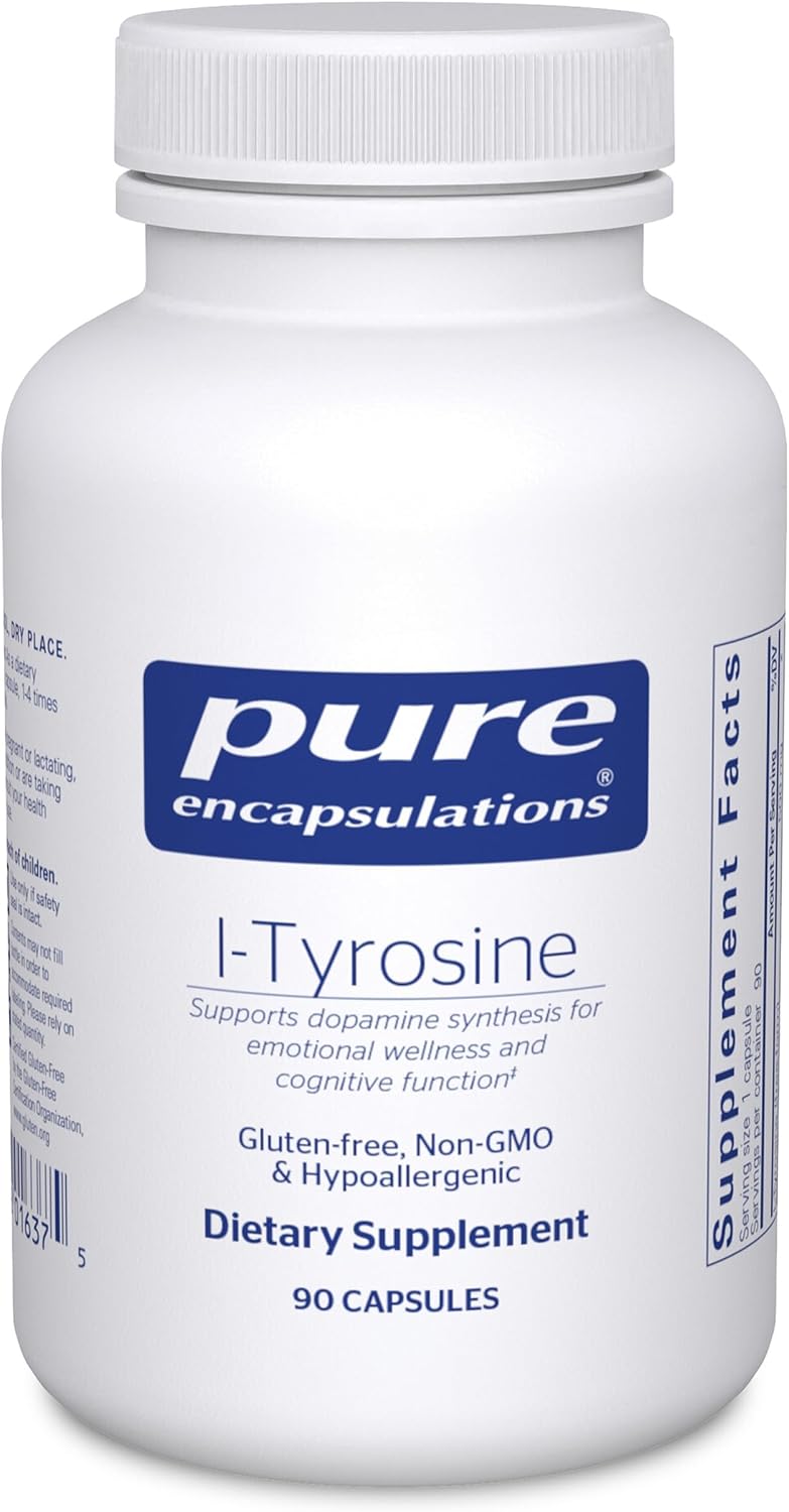 Pure Encapsulations L-Tirosina 500 mg - Suplemento de Aminoácido - Vegano y No-GMO - 90 Cápsulas