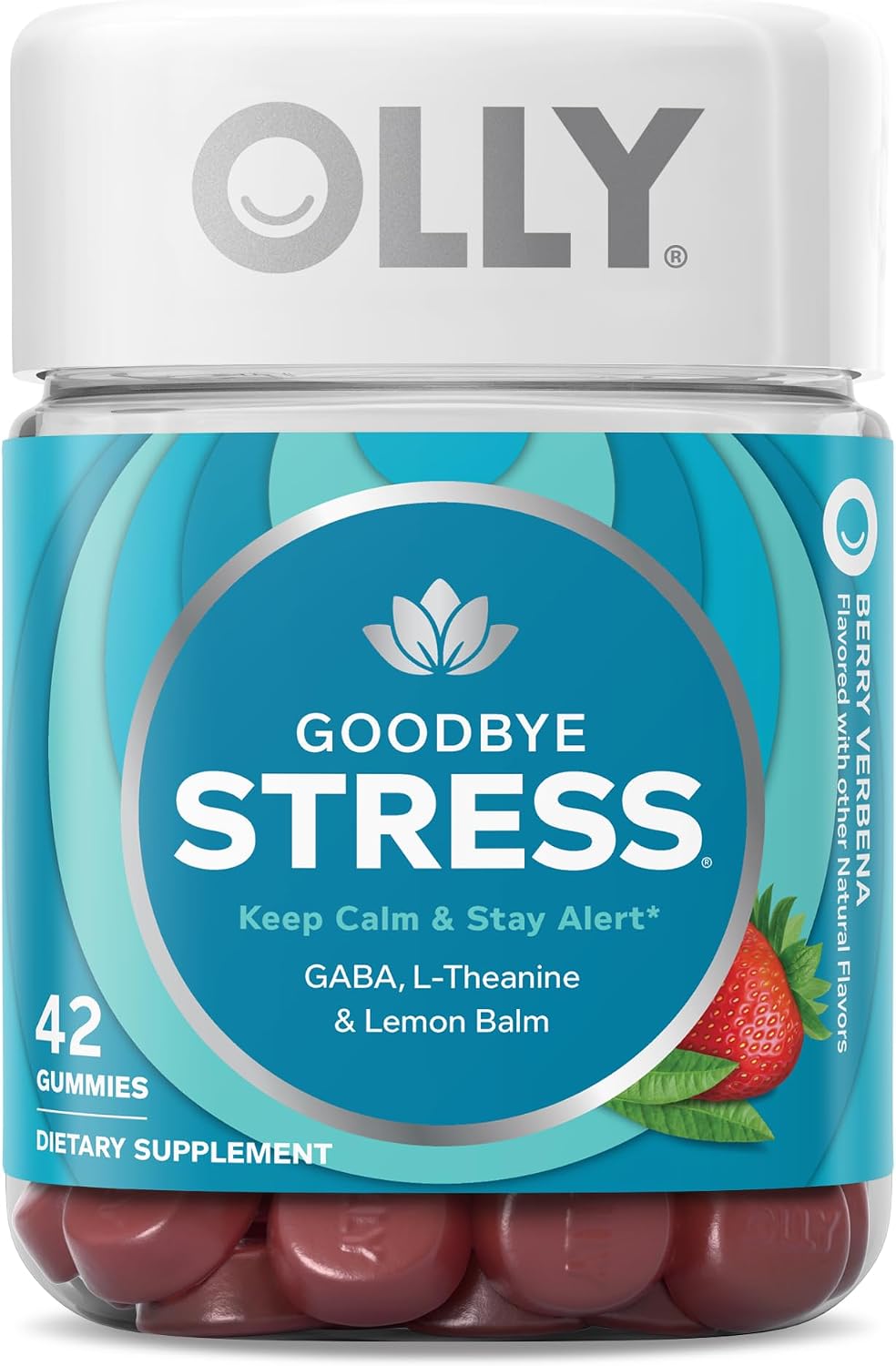 OLLY Goodbye Stress Gominolas con GABA, L-Teanina y Melisa - 42 Gominolas Sabor Baya