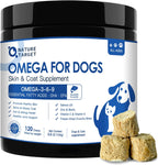 NATURE TARGET Omega 3 Aceite de Pescado para Perros - Suplemento de Aceite de Salmón con EPA y DHA - 120 Masticables