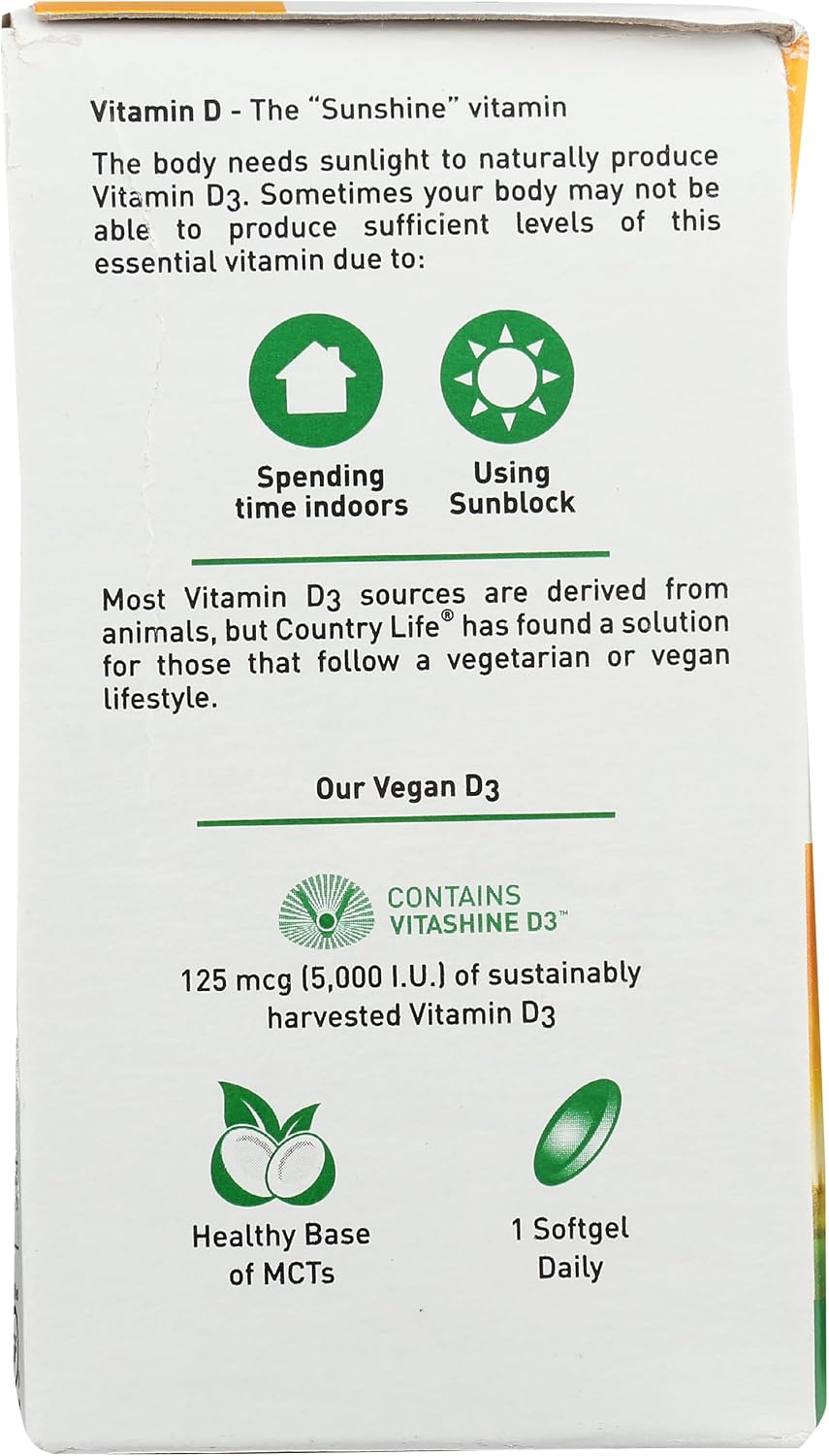 Country Life Vegan D3, 60 unidades