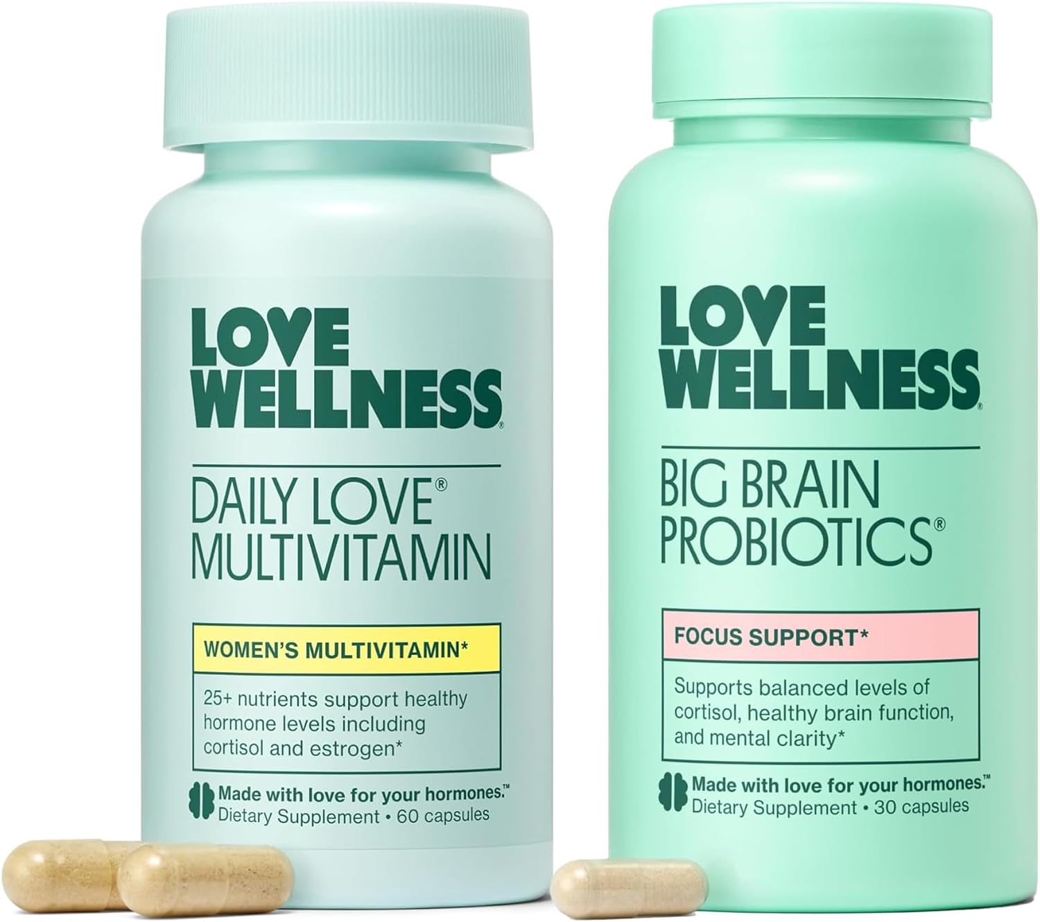 Love Wellness Dúo Mente y Cuerpo: Multivitamínico Daily Love y Probiótico Big Brain para Mujeres