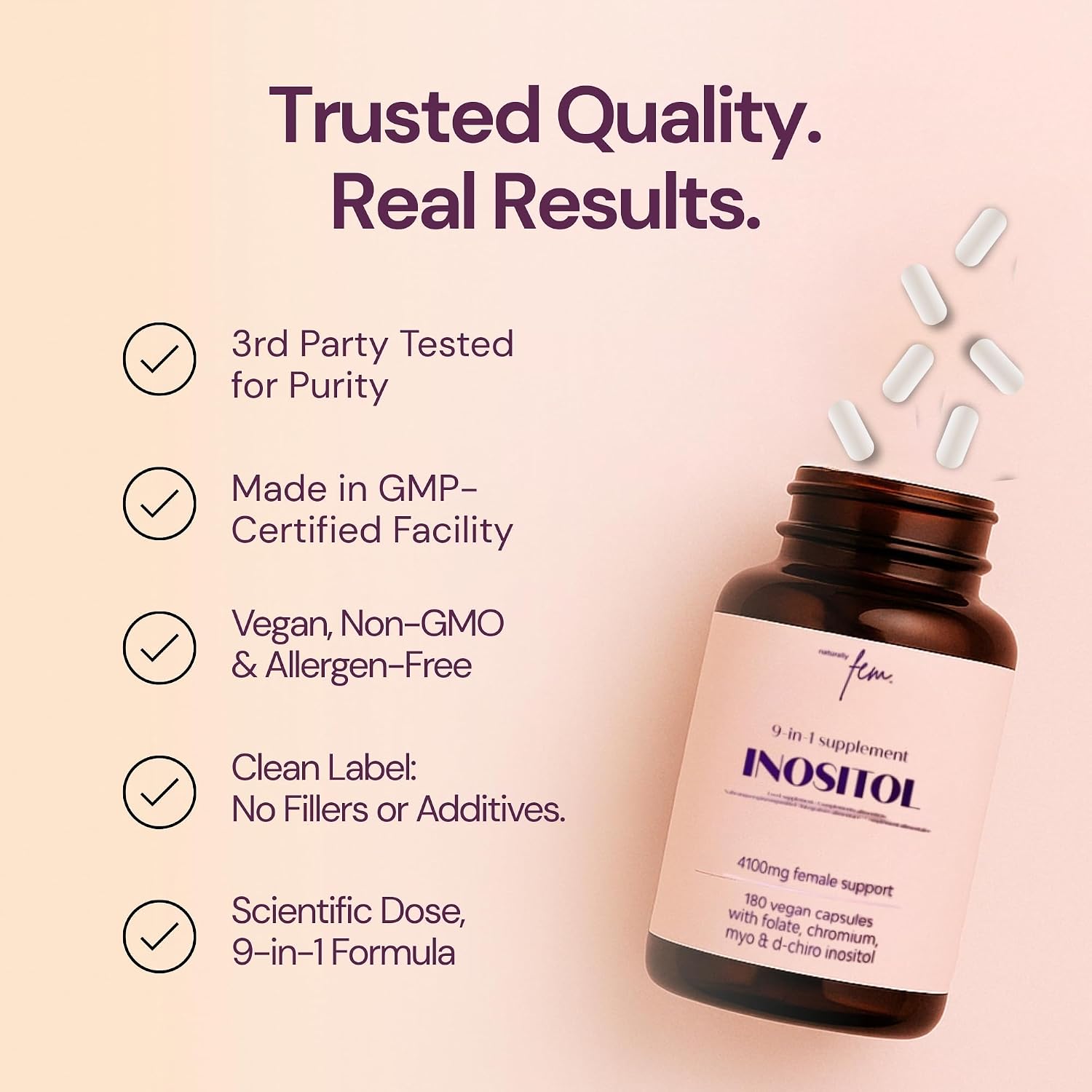 QSTA Myo-Inositol y D-Chiro Inositol 4100mg (Relación 40:1) – Complemento Nutricional para Mujeres con Folato, Vitaminas B6, B12, D3, Zinc y Cromo