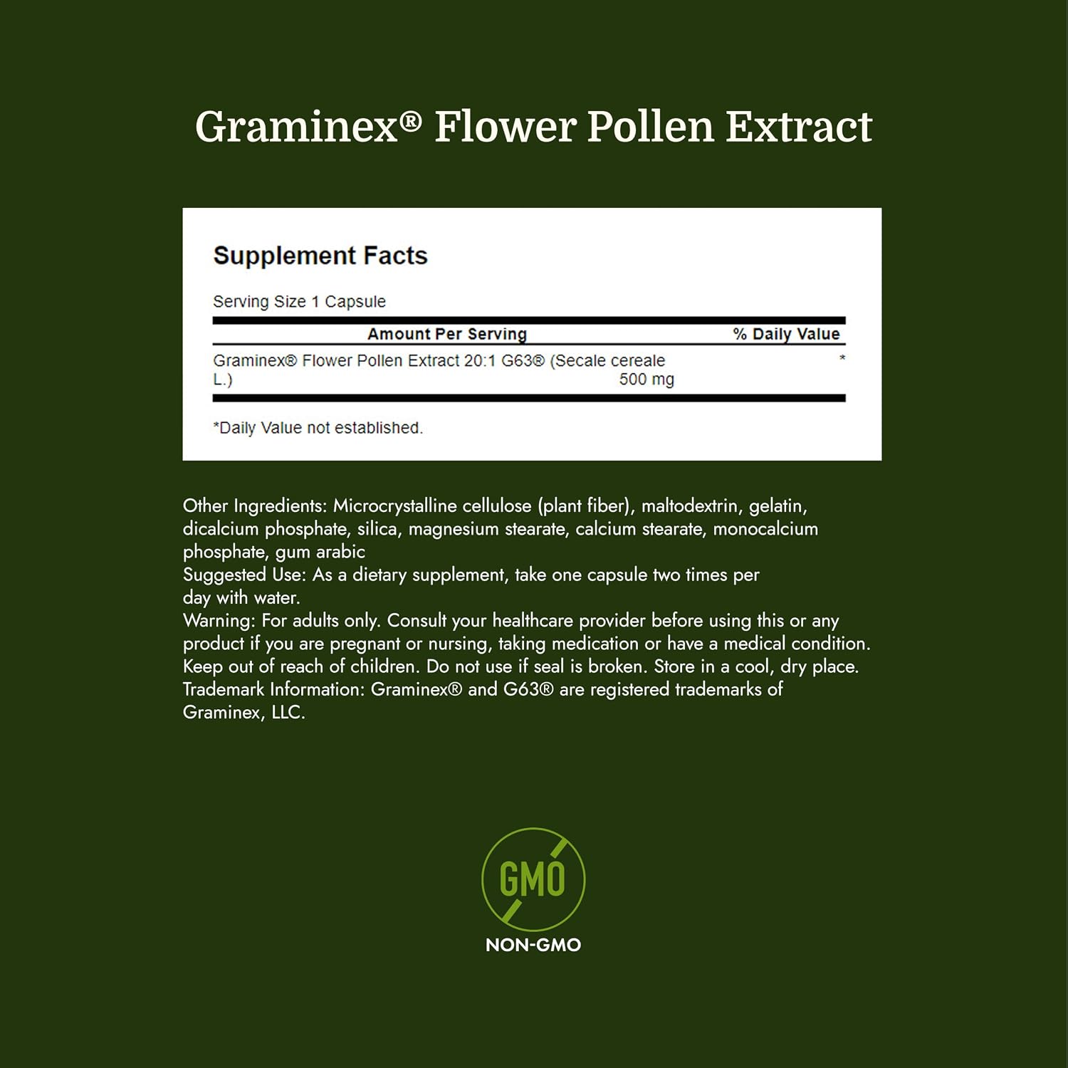 Swanson Graminex Extracto de Polen de Flores - 60 Cápsulas