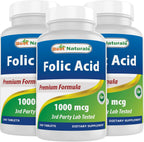 Best Naturals Ácido Fólico 1000 mcg (Vitamina B9), 240 Comprimidos