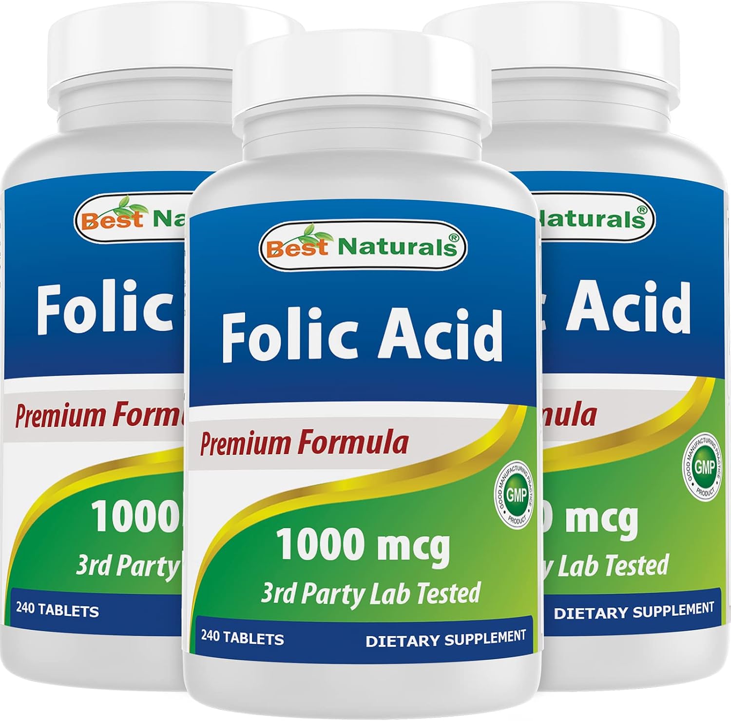 Best Naturals Ácido Fólico 1000 mcg (Vitamina B9), 240 Comprimidos