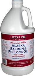 Life Line Pet Nutrition Aceite de Salmón y Pollock de Alaska Salvaje - Suplemento de Omega 3 para Perros y Gatos en Todas las Etapas de la Vida, 66 oz líquidas