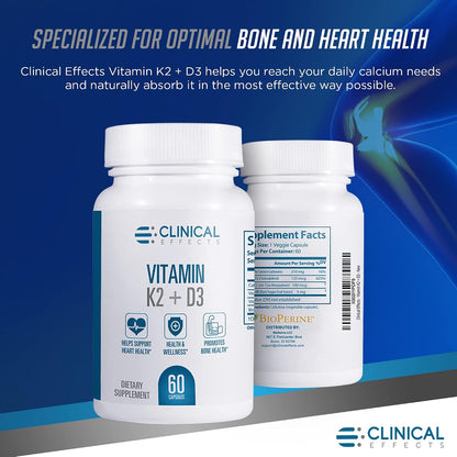 Clinical Effects Vitamina K2 + D3 con Bioperine y Calcio - Pack de 3 – Image 3