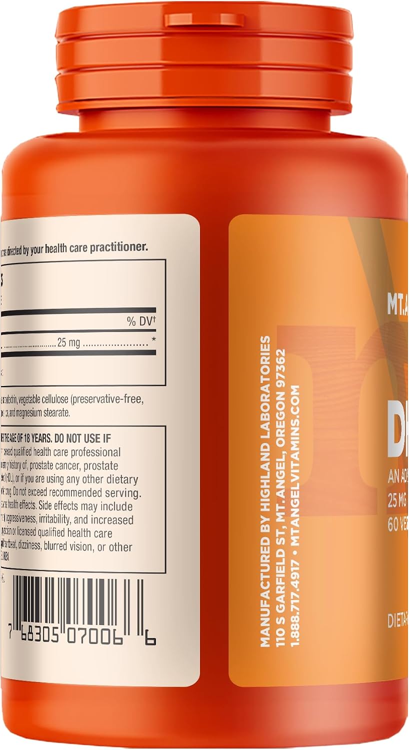 Mt. Angel Vitamins DHEA Puro 25 mg - 60 Cápsulas