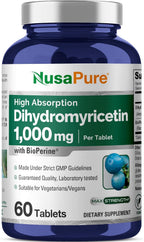 NusaPure Dihydromyricetin (DHM) 1,000mg 60 Comprimidos Veganos (No OGM y 100% Vegetariano)