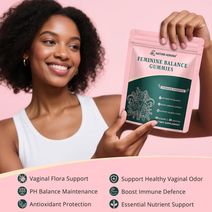 Nature Aurora Premium Feminine Balance Gummies - Apoyo al Equilibrio Femenino y Probióticos Vaginales con Vitamina C - Sabor – Image 3