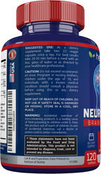 Neuro Plus Brain & Focus Formula - Nootrópico para Cerebro, Concentración y Claridad Mental - 120 Cápsulas