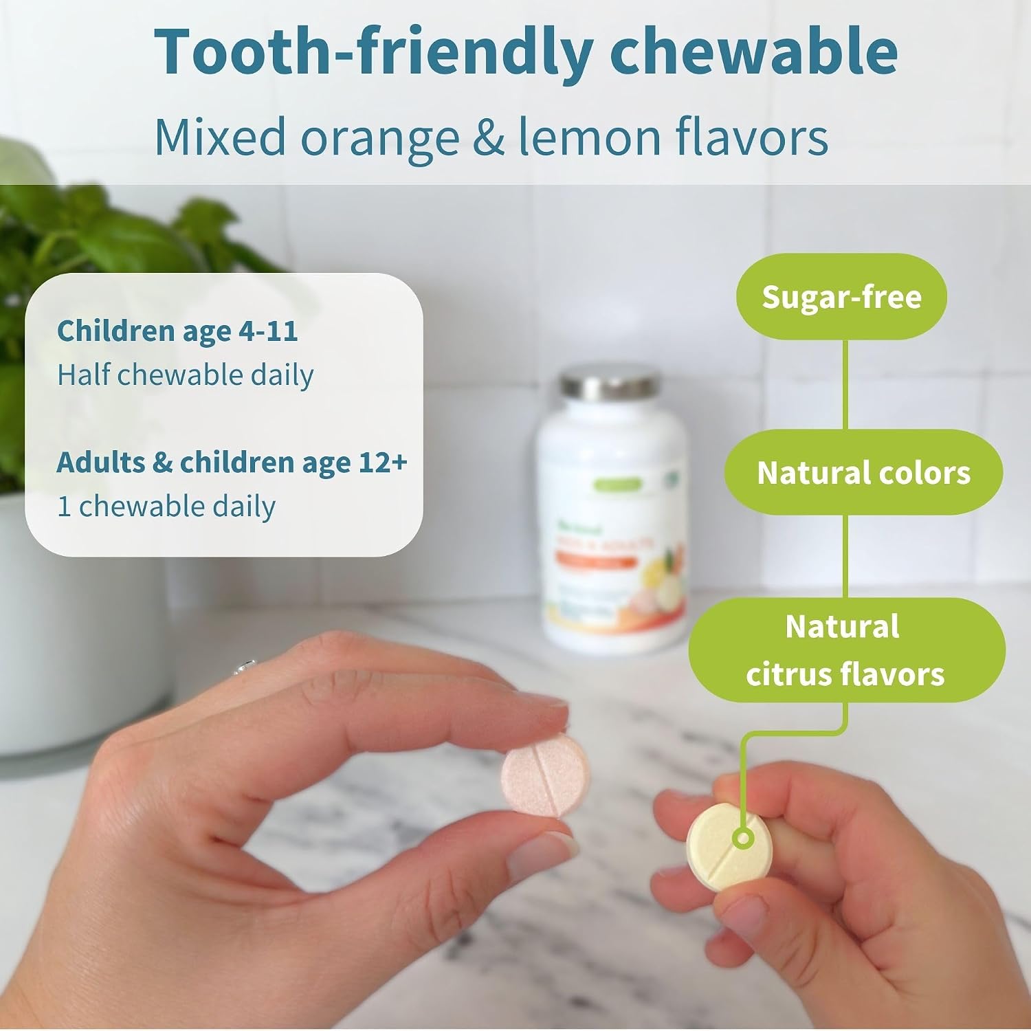 Igennus Vitamin C Chewable 500mg - Tamponada y Suave para Niños y Adultos - 120 Comprimidos