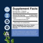 DHEA 25 mg - 120 Cápsulas - Suplemento de Dehidroepiandrosterona para Hombres y Mujeres