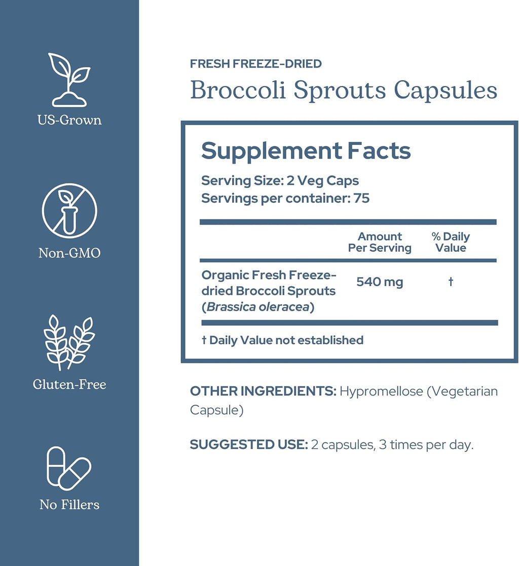 Cápsulas de Brotes de Brócoli Ecológico - 150 Cápsulas de 270 mg