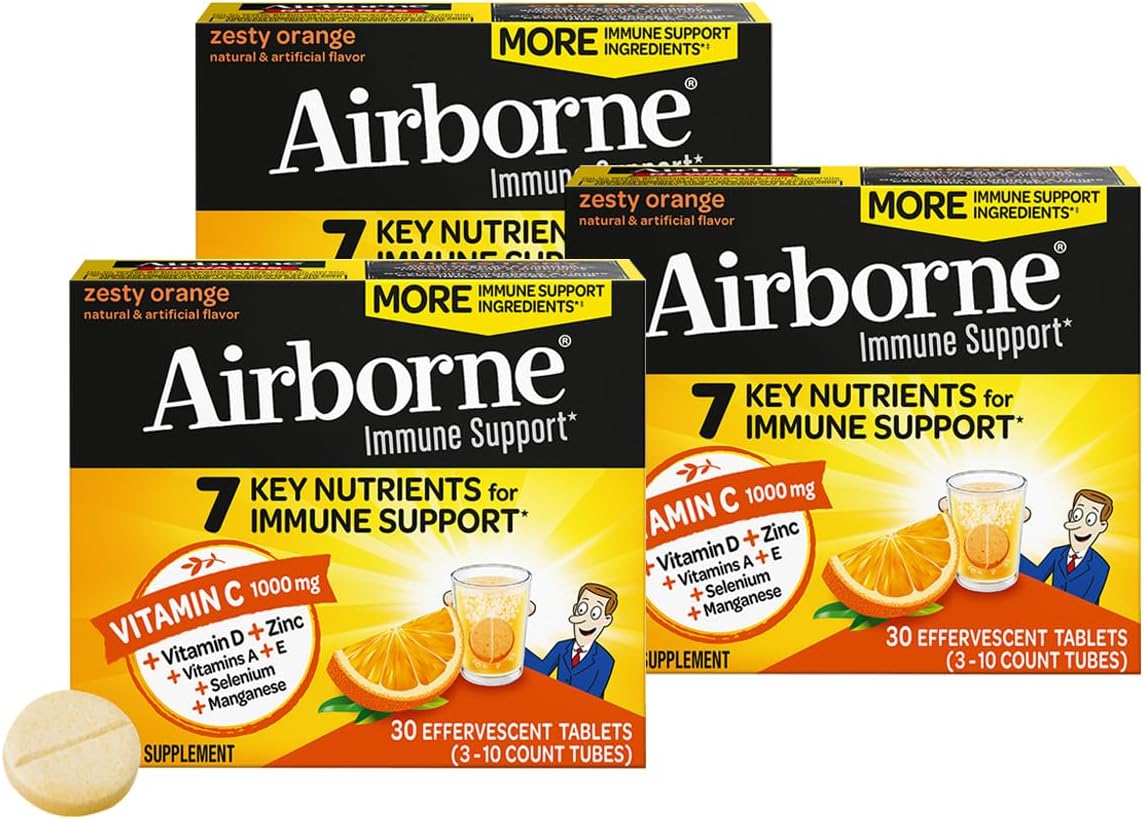 Airborne 750mg Vitamina C Gominolas para Adultos, Sabor Naranja, Sin Gluten, 63 Gominolas (Paquete de 2)