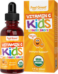 Feel Great Gotas Líquidas Orgánicas de Vitamina C para Niños y Bebés | Apoyo Inmunológico y Antioxidante | Fácil de Tomar | USDA Orgánico, Vegano, Sin OGM, Sin Gluten | 59 ml