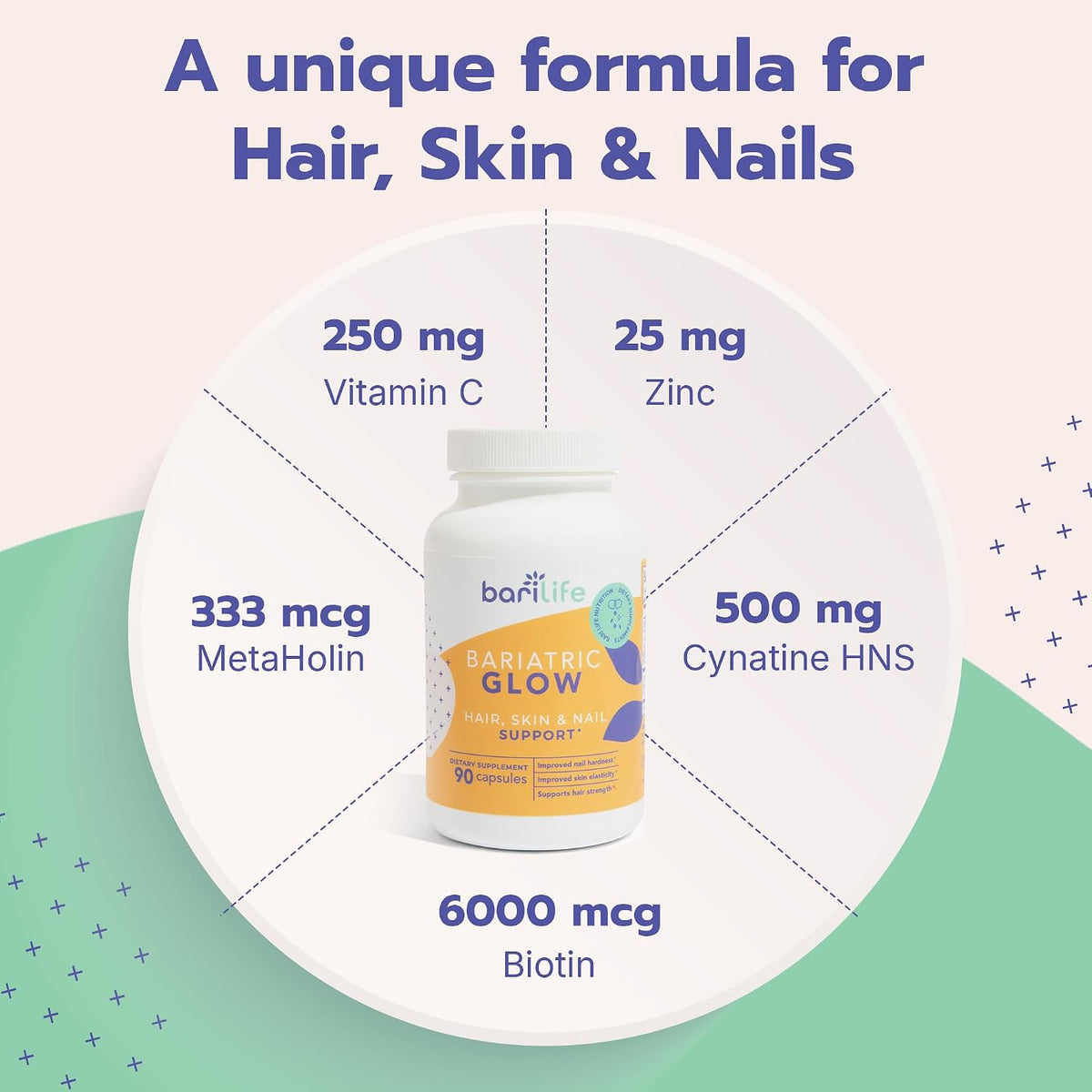 Bari Life Hair, Skin & Nails Supplement – Cynatine HNS: Es una forma patentada de queratina hidrolizada que ayuda – Image 4