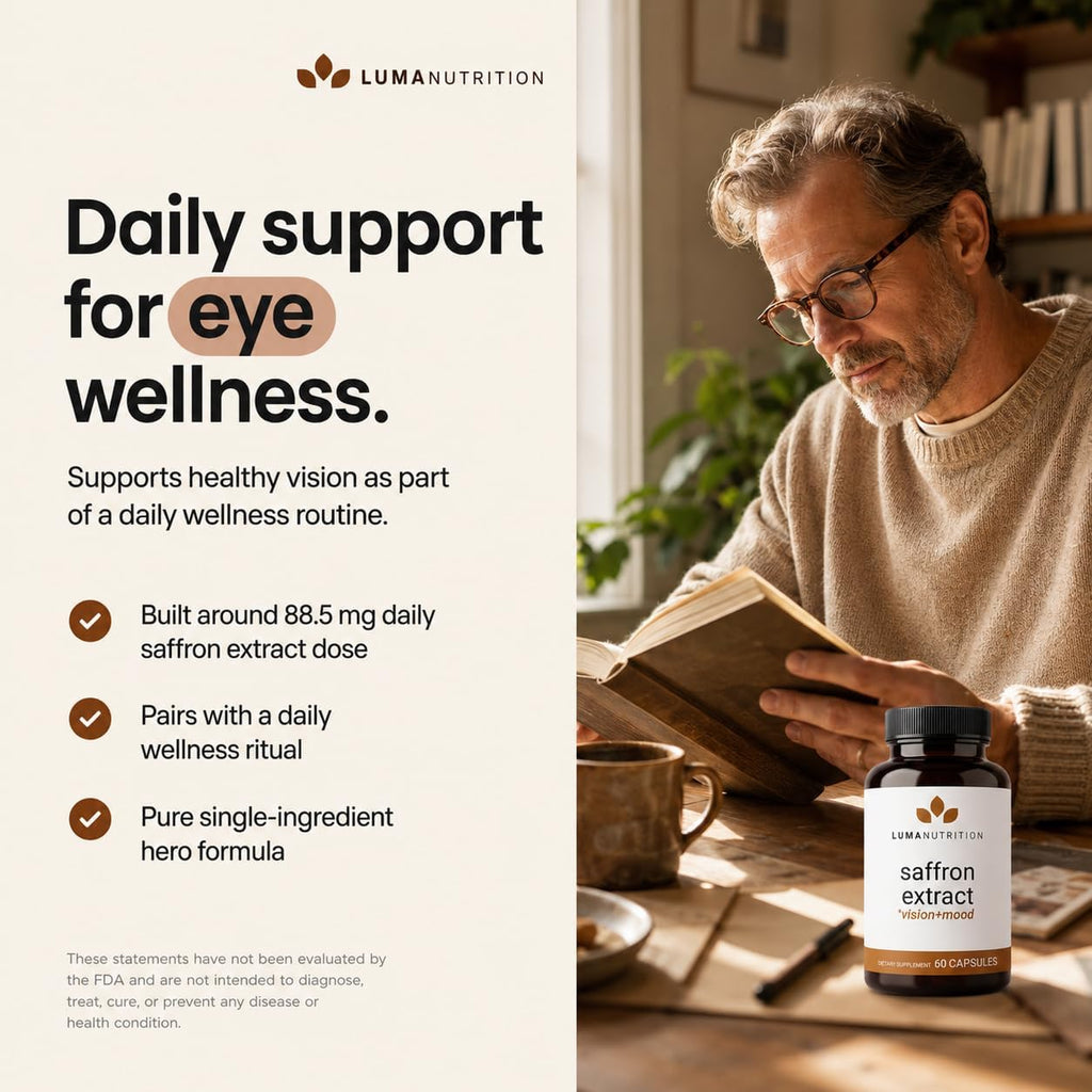 Luma Nutrition Cápsulas de Extracto de Azafrán - 88,50 mg de Azafrán Puro - 60 Cápsulas