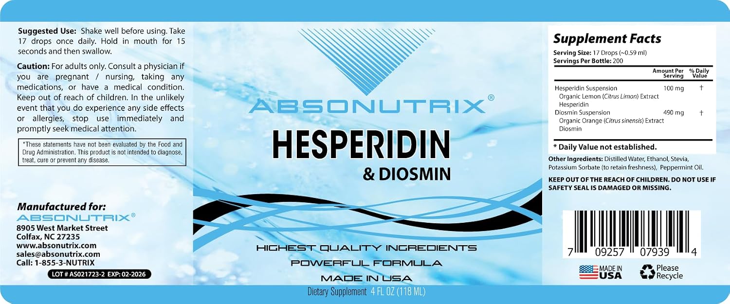 Absonutrix Hesperidina y Diosmina Líquido Drops, 593mg, 118ml