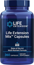 Life Extension Mix™ Cápsulas - Multivitamínico Avanzado con Minerales y Extractos de Frutas y Verduras, 360 Cápsulas