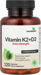 Futurebiotics Vitamin K2 + D3, Extra Strength, 120 Cápsulas
