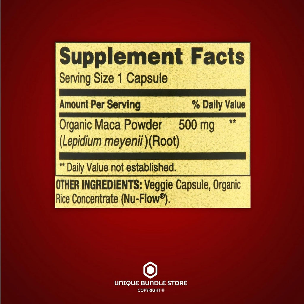 Maca 500mg – 90 Cápsulas Vegetarianas, Suplemento de Raíz de Maca Orgánica, No-GMO, Sin Gluten (Pack de 2)