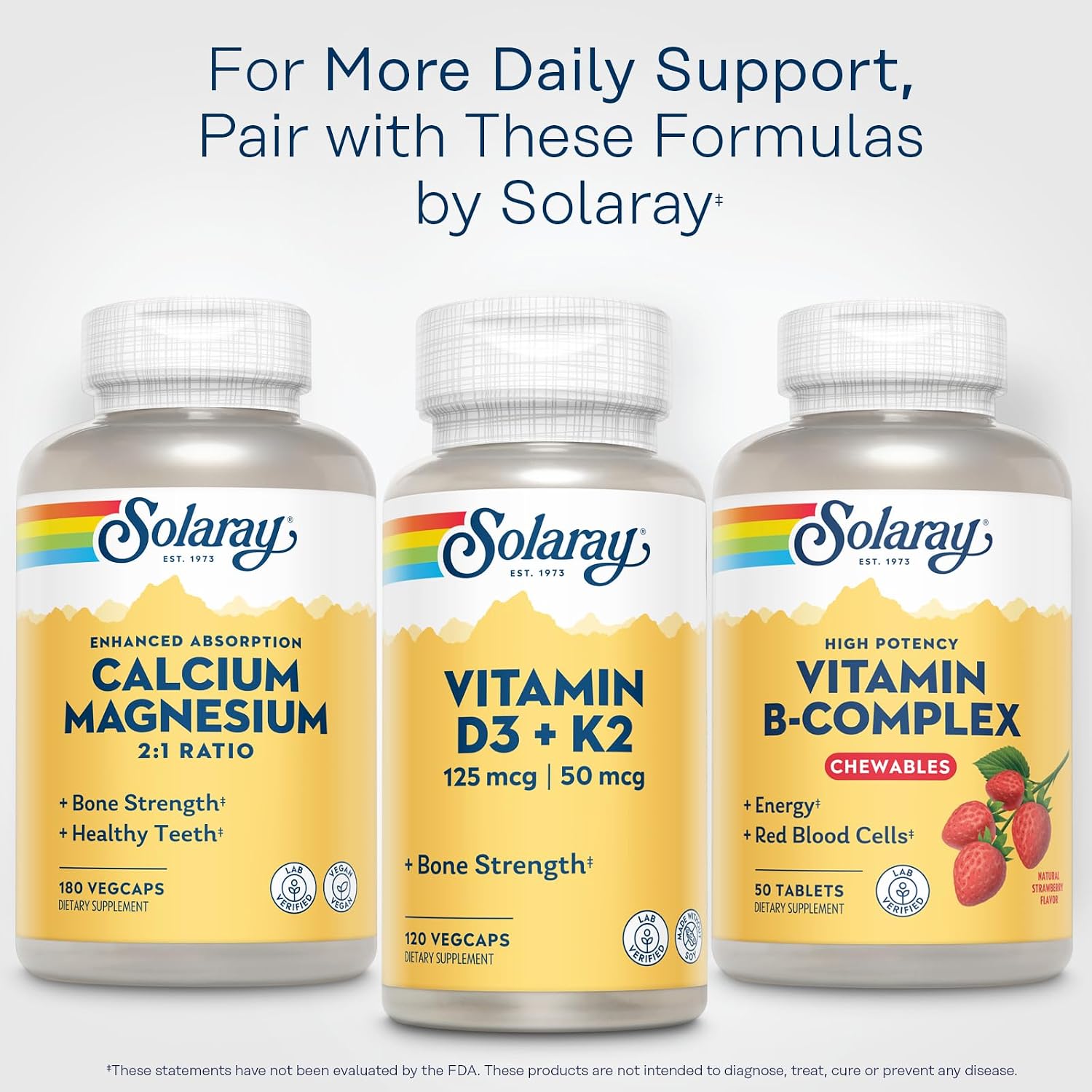 SOLARAY Chewable B-Complex, Strawberry, 50 Tablets