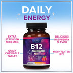 Vitamina B12 1000 mcg por Ración Comprimibles Masticables - Metilcobalamina - 60 Comprimidos