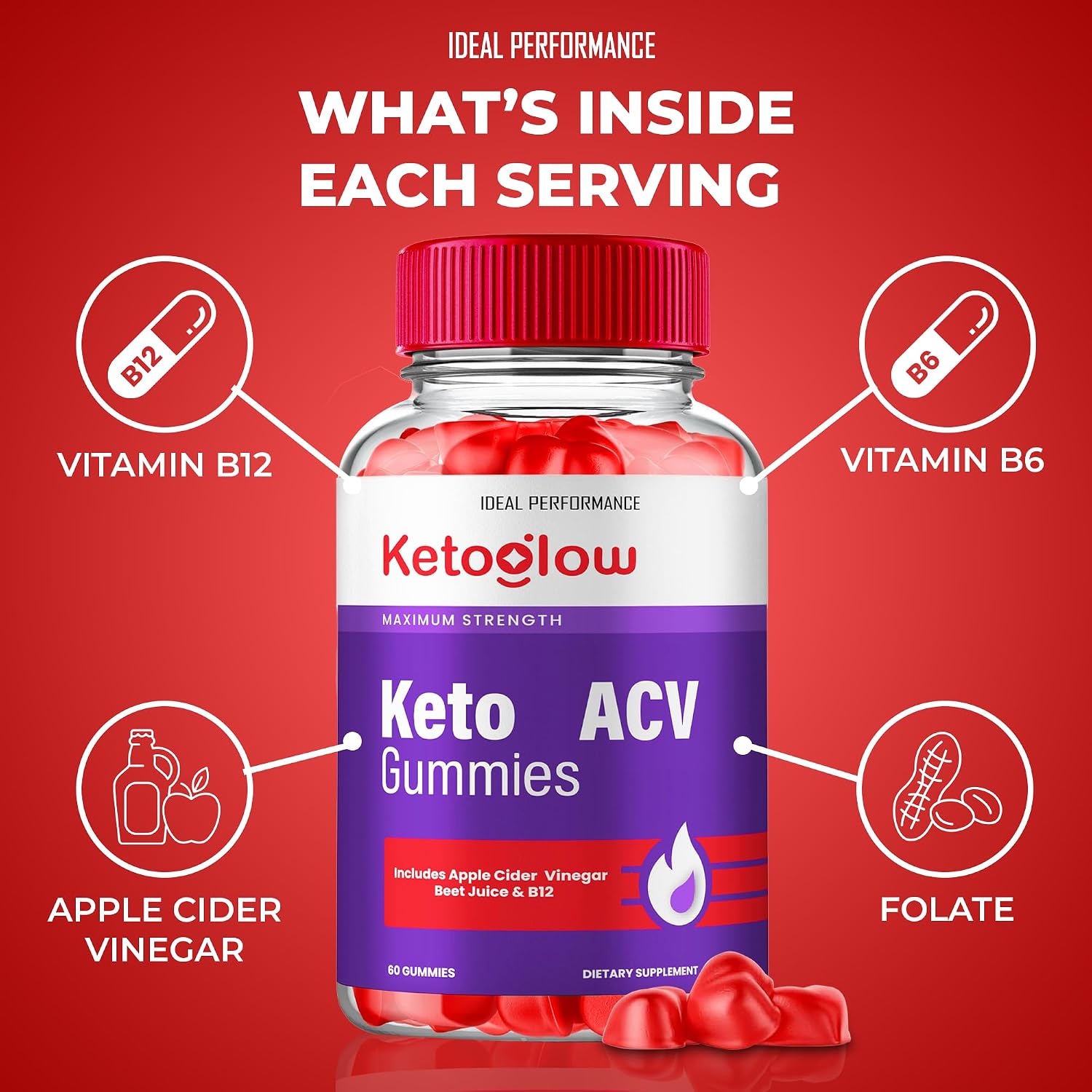 Keto Glow ACV Gummies, Gominolas Keto con Vinagre de Manzana - Fórmula Avanzada (3 Paquetes)