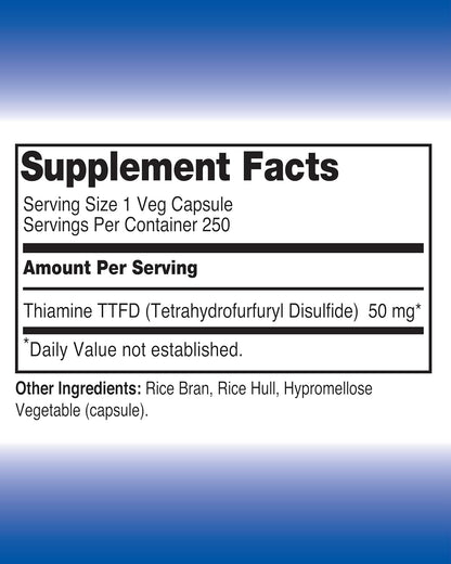 Vitamina B1 Tiamina TTFD - 50 mg - 250 – El funcionamiento normal del sistema nervioso. – Image 2