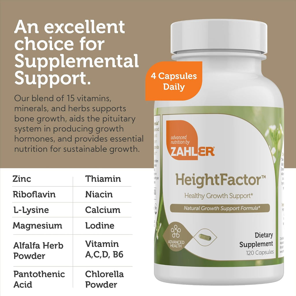 Zahler Height Factor - Suplemento de Crecimiento con Vitaminas y Minerales (120 Cápsulas)