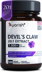 Garra del Diablo Cápsulas 1000mg Extracto 20:1 - 120 Cápsulas - Suplemento Herbal Vegano No GMO
