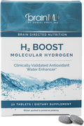 BRAINMD H2 Boost Molecular Hydrogen - 30 Comprimidos - Potenciador de Agua Antioxidante - Vegano, Sin Gluten - 30 Dosis