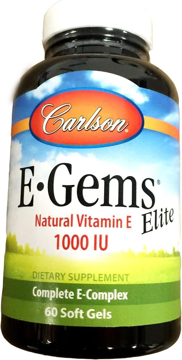Carlson E-Gems Vitamina E natural de élite, 1000 UI, 60 cápsulas blandas