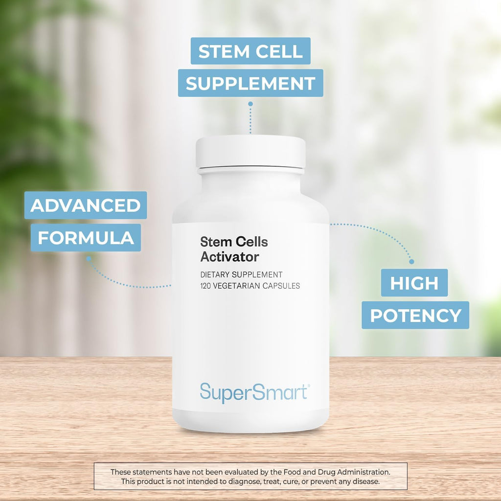 Supersmart - Activador de Células Madre (Fórmula Avanzada) - con Astragalósido, Fucoidan - Suplemento Natural | No-OMG y Sin Gluten - 120 Cápsulas Vegetarianas