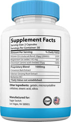 SugarSwitch Cápsulas, Suplemento Natural de Apoyo al Glucógeno, Fórmula de Alta Potencia sin Gelatina (2 Envases)