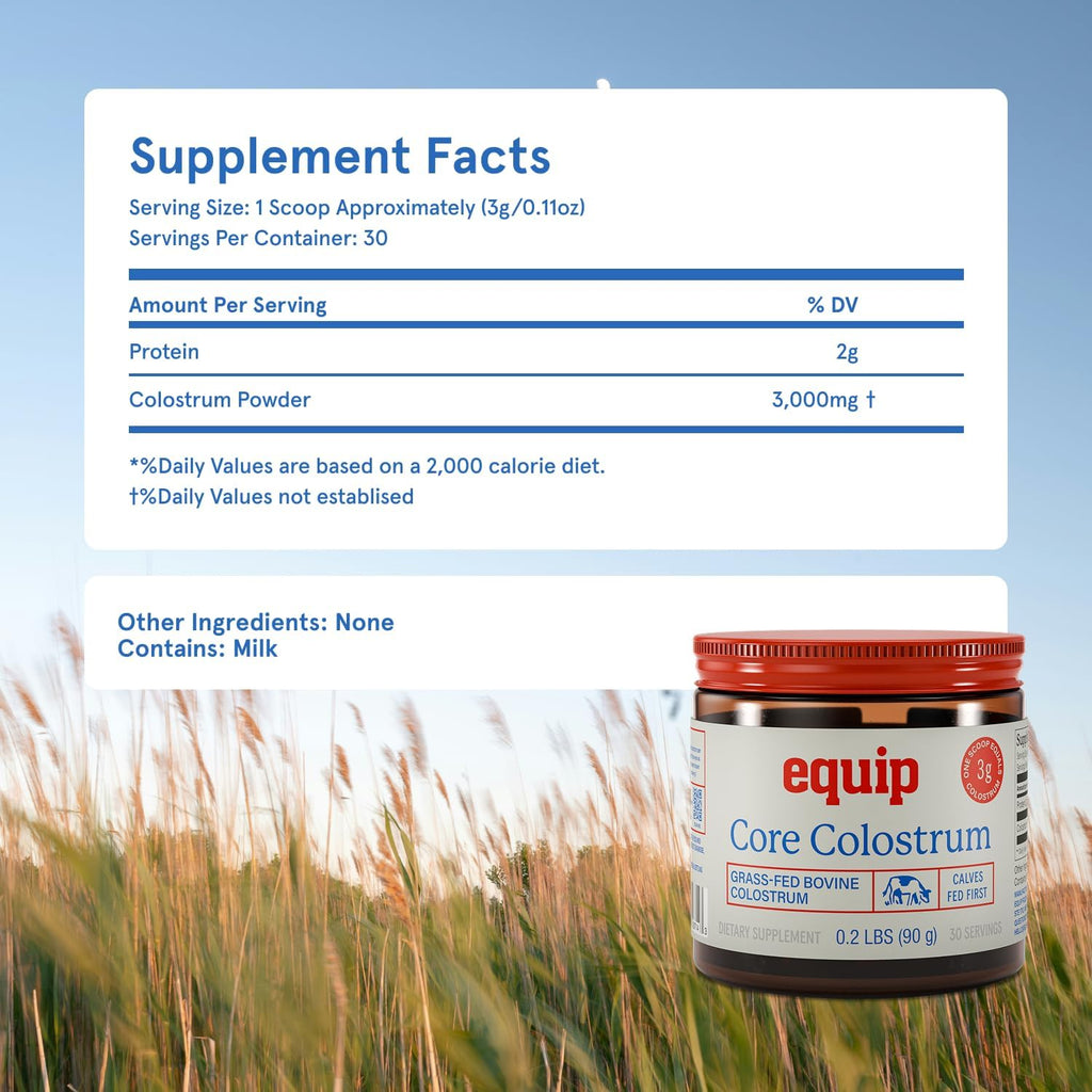 Equip Foods Core Bovine Colostrum Powder - 3000mg, Grass Fed, 30 Servicios
