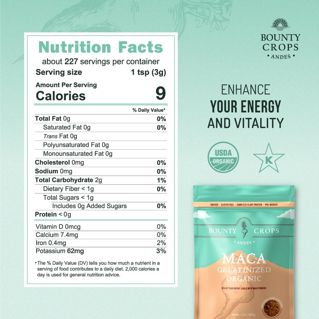 Bounty Crops Organic Maca Powder Gelatinized 24 Oz (680 g)