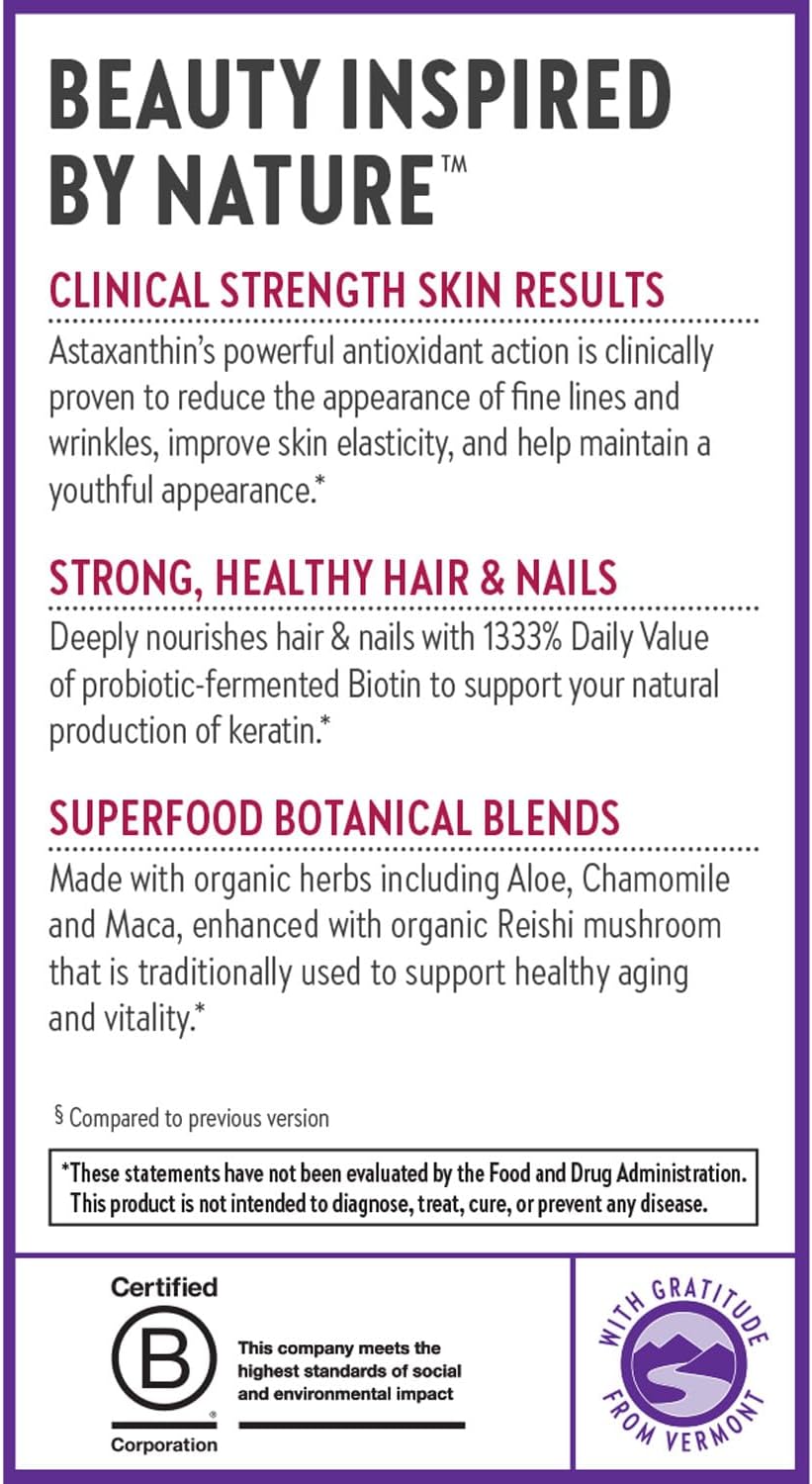 New Chapter Biotin, Vegan Hair, Skin, and Nails Supplement with Fermented Biotin and Astaxanthin - 60 Tablets