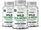 Organics Ocean Wild Sea Moss Cápsulas - Musgo Marino Orgánico con Chlorella, Bladderwrack y Vitamina D - 3 Botellas