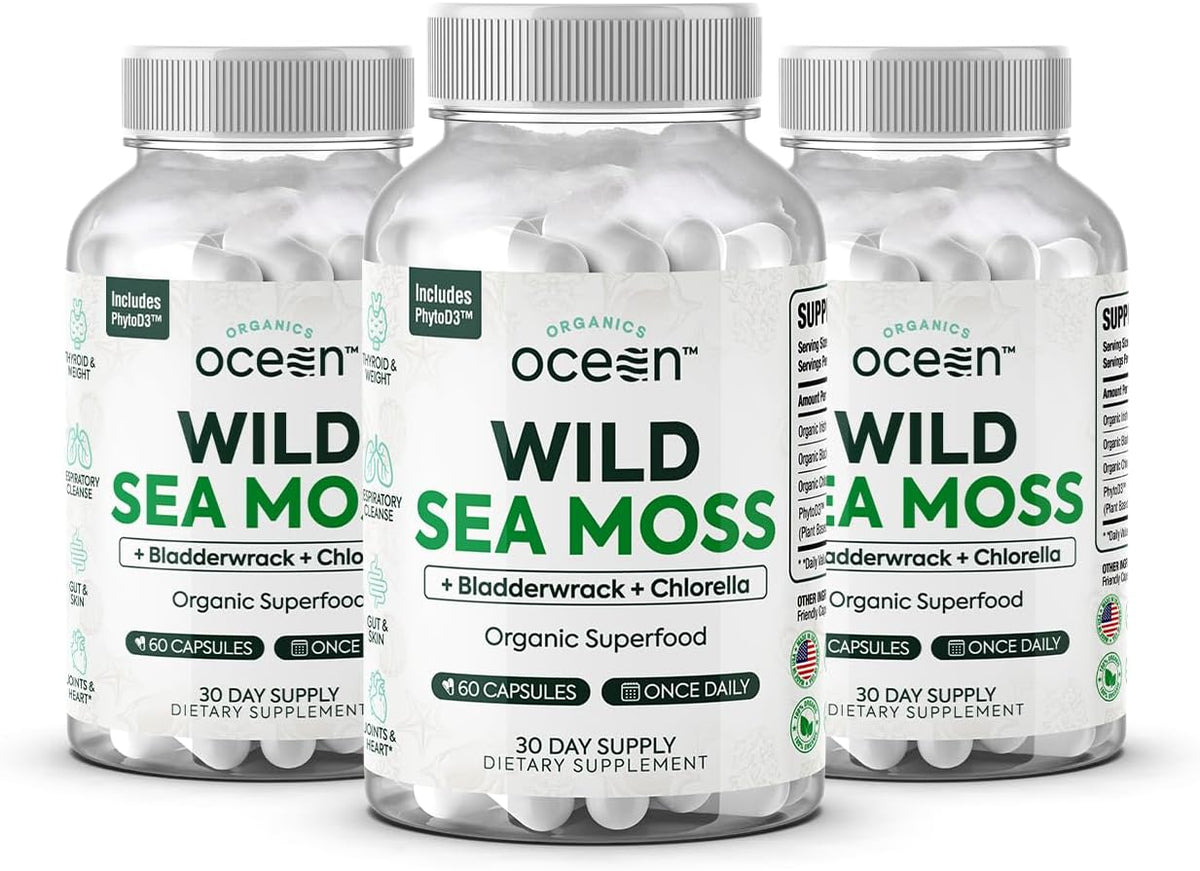 Organics Ocean Cápsulas de Musgo Marino – Bladderwrack orgánico (Fucus vesiculosus): Otra alga marina rica en yodo – Image 8