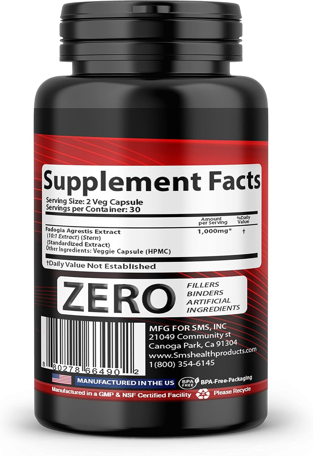 Fadogia Agrestis Extracto en Cápsulas (Máxima Potencia) 1,000mg por Servicio | Apoya el Rendimiento Deportivo, Fuerza, Impulso | Orgánico, Probado por Terceros, Sin Gluten, 60 Cápsulas Veganas