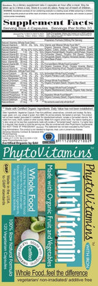 Nature's Brands Multivitamínico Orgánico de Alimentos Integrales con Hierro - 120 Cápsulas Vegetarianas