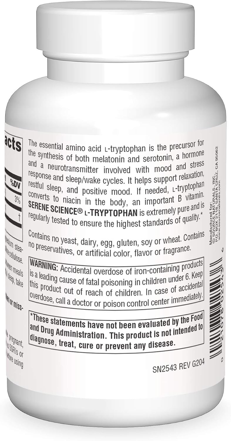 Source Naturals Serene Science L-Triptófano, 500 mg, 120 Cápsulas