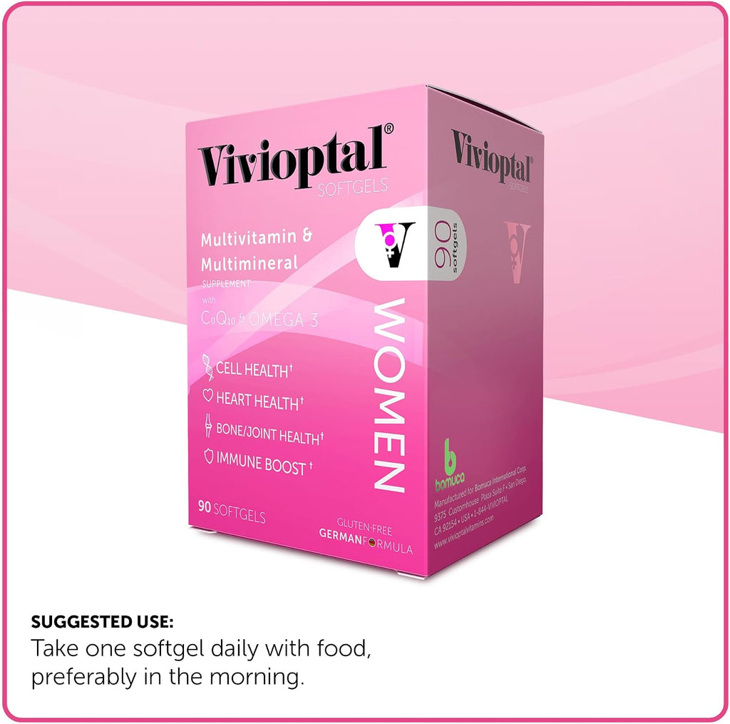 Vivioptal, Mujer, Suplemento Multivitamínico y Multimineral, 90 Cápsulas Blandas