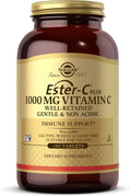 Solgar Ester-C Plus 1000 mg Vitamina C (Complejo Ascorbato) - 180 Comprimidos - Suave y No Ácido - Sin Gluten - No-GMO