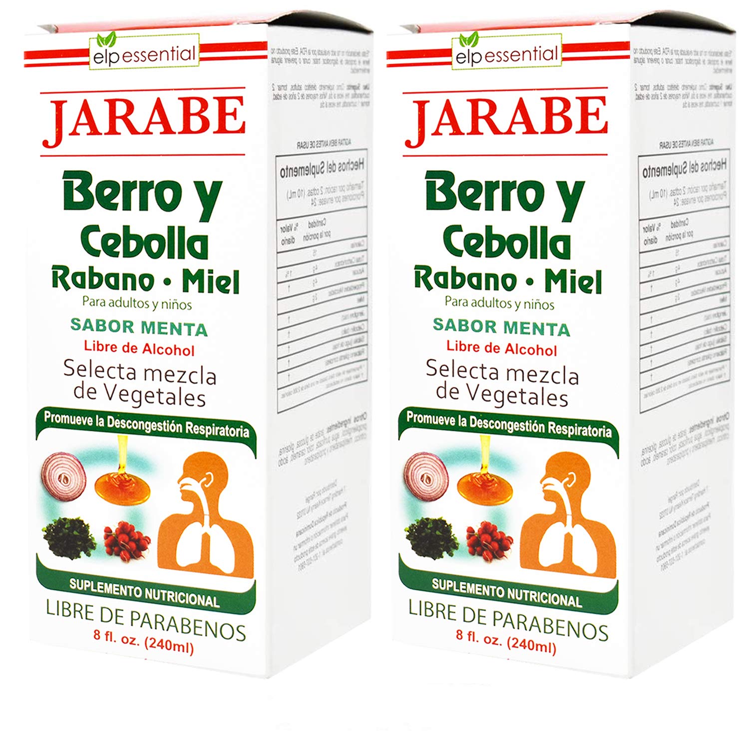 Jarabe Berro y Cebolla Rábano con Miel - 2 Pack de 8 oz cada uno - ELP ESSENTIAL