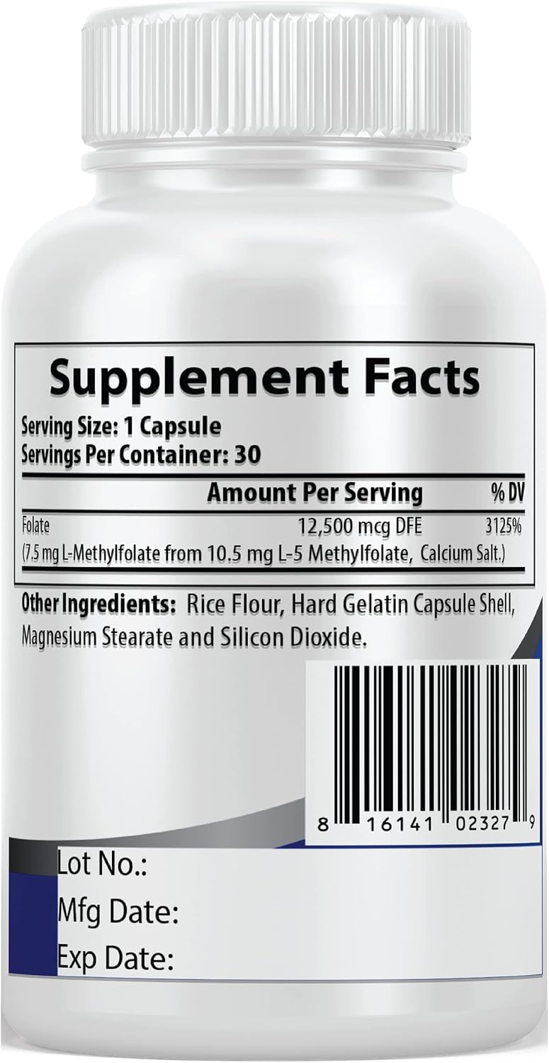 Pacific Nature's L-Methylfolate 7.5mg (30 Cápsulas) - Forma Activa de Folato