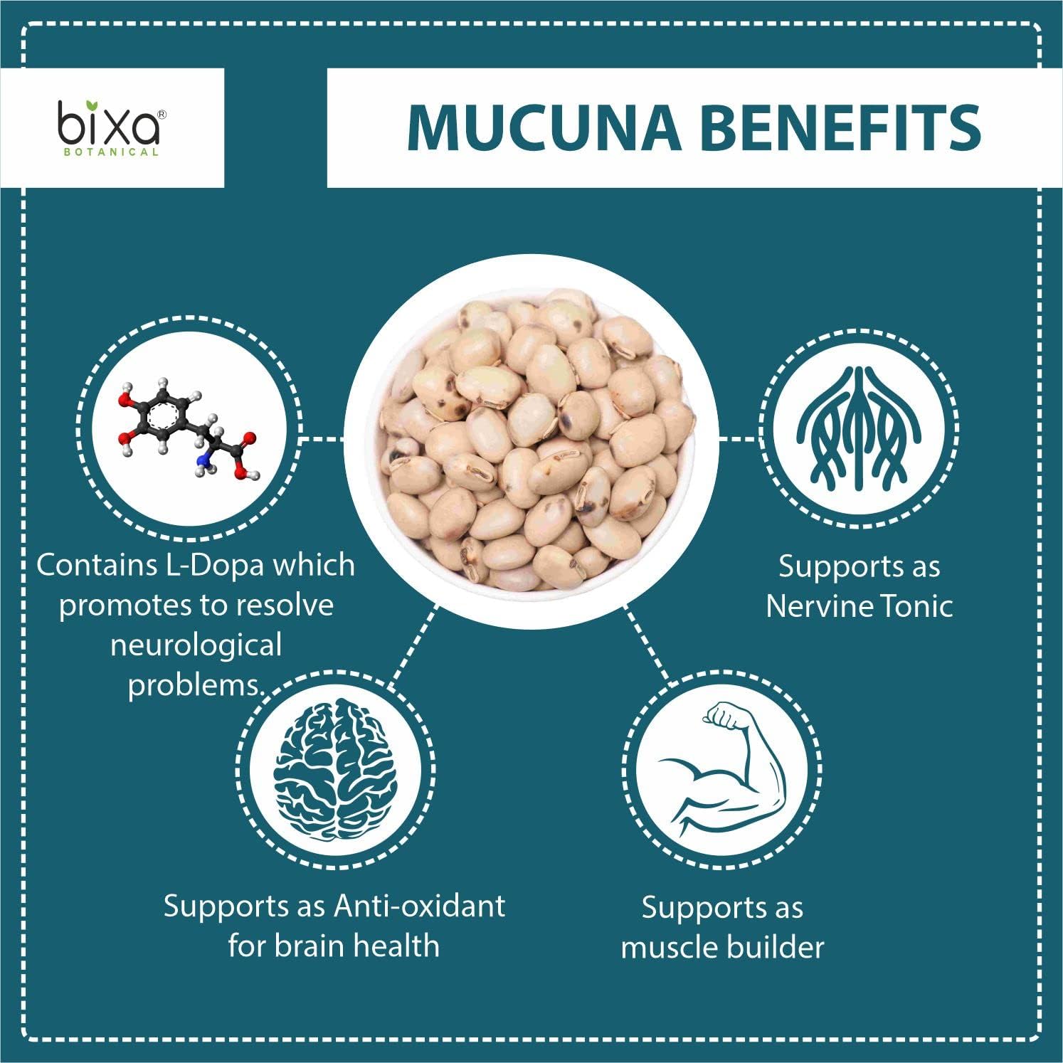 bixa BOTANICAL Mucuna Pruriens en polvo | 454 g | Vegano, sin gluten, tratado al vapor